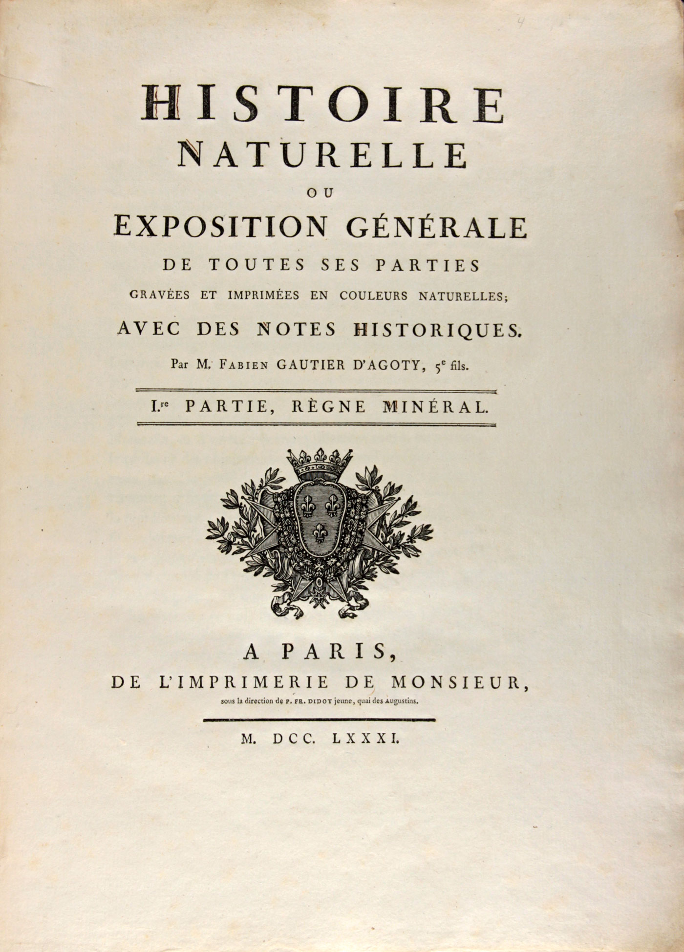 Histoire Naturelle (1781), title page