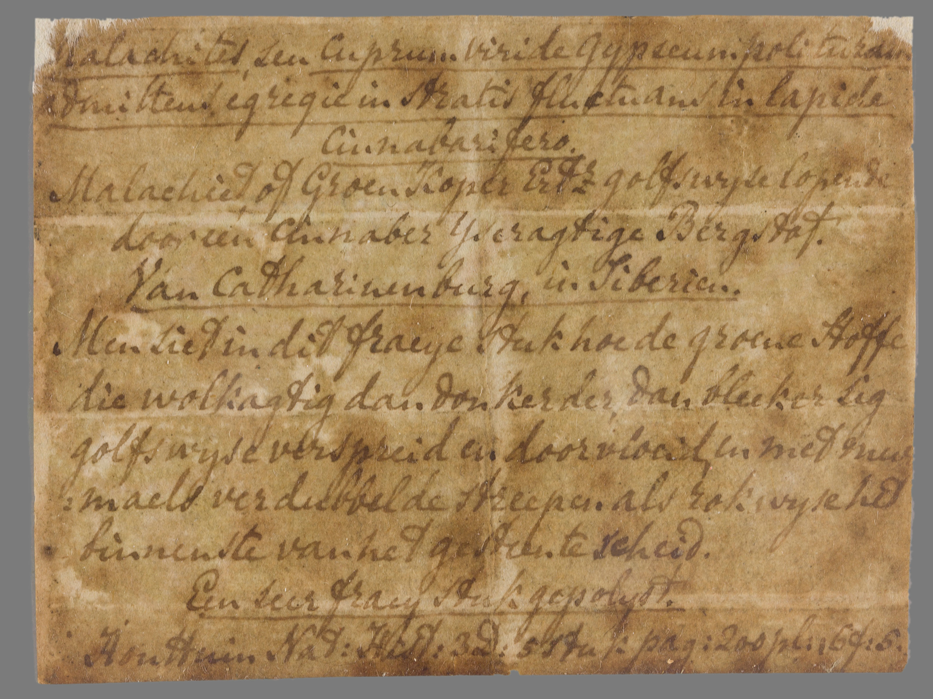 specimen label in the handwriting of J. le Francq van Berkhey (1729-1812)