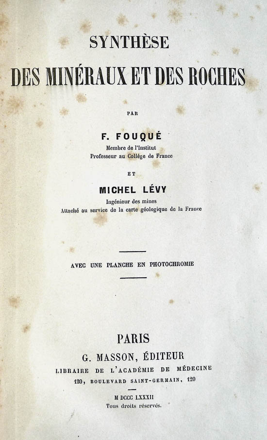 Fouqué, Ferdinand André and Lévy, Michel [Michel-Lévy, Auguste] (1882)