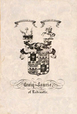 Craig-Laurie of Redcastle (armorial bookplate)