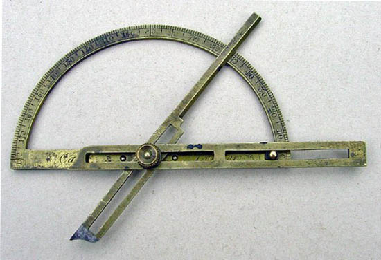 Contact goniometer with detachable limbs, Cary, London