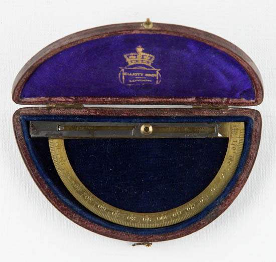 Contact goniometer with fixed limbs, Elliott Bros., London