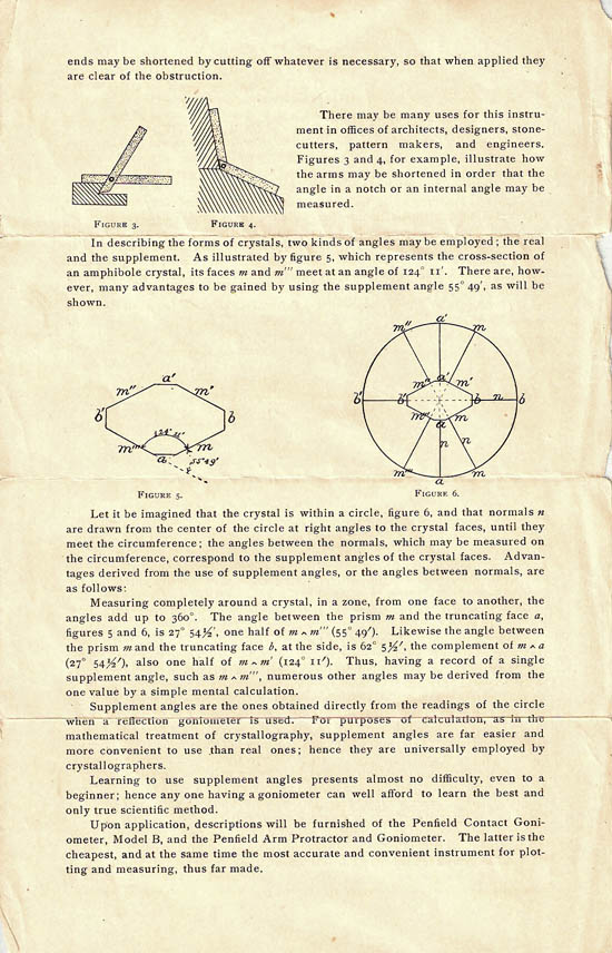 Contact goniometer with separate limbs, S.L. Penfield, New Haven, Conn., U.S.A.