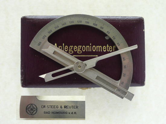 Contact goniometer with detachable limbs, Steeg & Reuter, Bad Homburg
