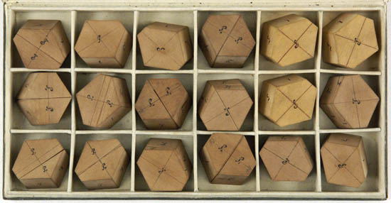 Wooden models of twinned feldspar crystals, G.E. Kayser, Berlin, 1834